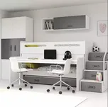 Dětská patrová postel s psacím stolem MAX 1 Grafit, bez matrace 80 X 200 , pro 3 osoby