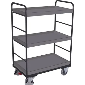 Variofit Vysoký policový vozík do 250 kg, 3 police s ohraněním, Variofit, ložná plocha 81 x 45 cm, do 250 kg, modrá/antracit Barva: antracit RAL7016