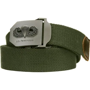 Opasek 101INC Opasek U.S. PARATROOPER plátěný ZELENÝ ZELENÁ - OLIV 115