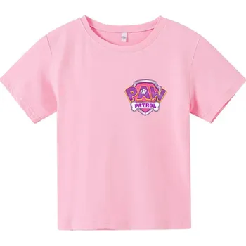 Dívčí tričko Tlapková patrola Dětské tričko s motivem animované pohádky "Tlapková patrola" (potisk Tlapka) Barva: růžová (potisk znak "Paw Patrol"), Velikost: 120/6T