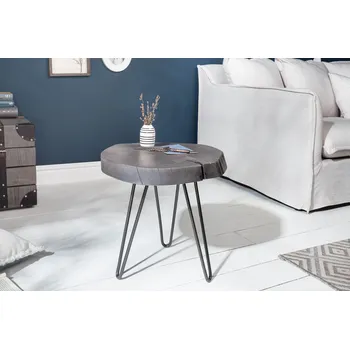 Konferenční stolek Příruční kulatý stolek Goa 43cm šedá akácie