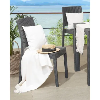 Sada 4 zahradní jídelní židle šedá syntetický materiál skládací venkovní minimalistický Beliani