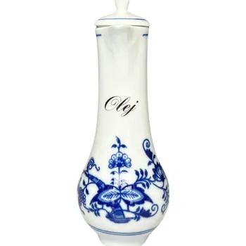 Český porcelán, a.s., Dubí Karafka s víčkem s nápisem olej, 0,14 l, cibulák, Český porcelán