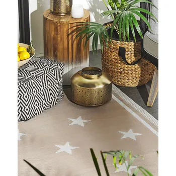 Koberec koberec béžový venkovní 120 x 180 cm obdélníkový s hvězdným vzorem pro balkónovou terasu pro moderní domov Beliani