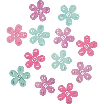 Anděl Přerov, s.ro. Dřevěné květy mix barev - 4 cm, 12 ks