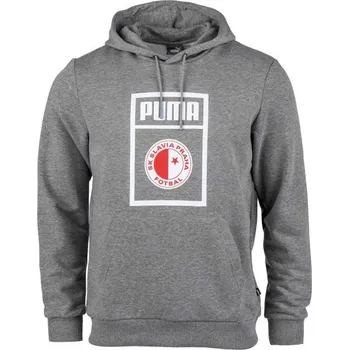 Pánské oblečení Pánská mikina Puma SLAVIA PRAGUE GRAPHIC HODDEE L Šedá, Bílá, Červená