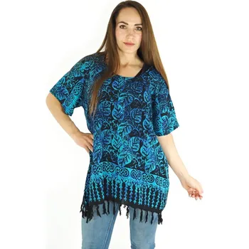 Dámská halenka Dámská halenka batikovaná Neobaju Floral paisley modro-černá XL