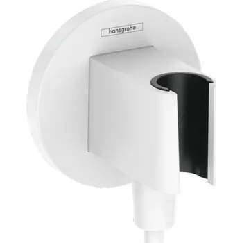 Tyč na sprchový závěs Hansgrohe FixFit S, kolínko s držákem sprchy, bílá matná, HAN-26888700