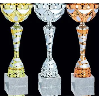 POHÁR ZLATO,STŘÍBRO,BRONZ - Barva: Zlatá Výška: 35cm Text: Žádný
