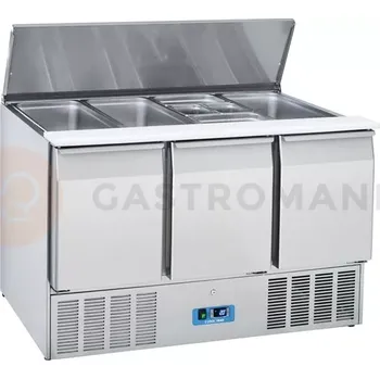 Chladící salátový stůl 3-dvéřový, 4 x GN 1/1, s odklápěcím víkem | COOLHEAD, CR-93A