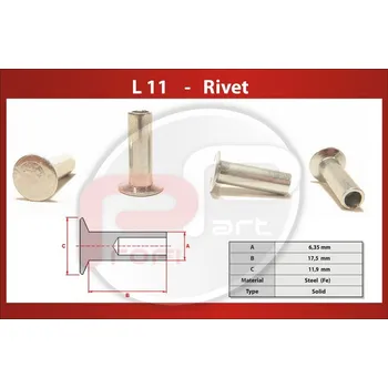 Nýt nýt Fe 6,3x17,5 polodutý L11 - Profi Part, kónická hlava