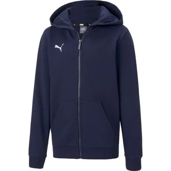 Pánské oblečení Fotbalová, tepláková bunda Puma TEAMGOAL 23 CASUALS FULL-ZIP HOODIE 176 Tmavě modrá, Bílá