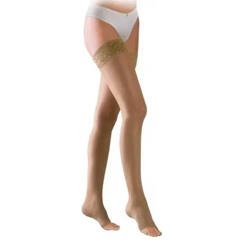 Stahovací punčochy Avicenum Phlebo 360 Fine stehenní punčochy s krajkou Long otevřená špička 8001 Natura