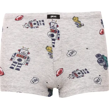 PLEAS Chlapecké boxerky robot, šedé Velikost: 98