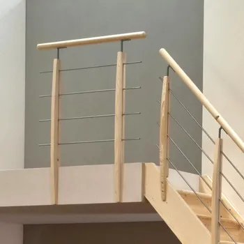 Podestové zábradlí Minka - nerez - smrk, 1m