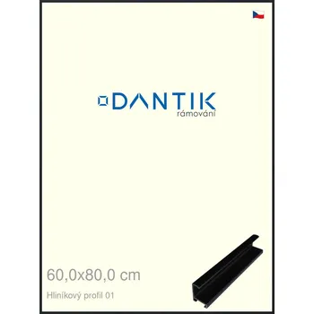 Rám na obraz DANTIK rámeček 60x80 | ALU profil 7001 Černá matná (Plexi Čiré) (Vyrobeno s láskou u nás v DANTIKU)