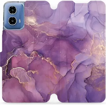 Pouzdro na mobilní telefon Flipové pouzdro Mobiwear - Motorola Moto G34 5G - VP20S Fialový mramor (Knížkové flip pouzdro, obal, kryt na mobil Motorola Moto G34 5G - VP20S Fialový mramor, materiál Umělá kůže + TPU - ochrana 360°, stojánek, silikonová vanička, magnetické zavírání)