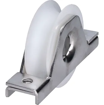 Pohon brány kolečko pro posuvnou bránu K78/20-UN, nylon/nerez - kladka ø 78 mm pro bránu po kolejnici, k zapuštění do jeklu, profil U, nosnost 200 kg, nerez /AISI304
