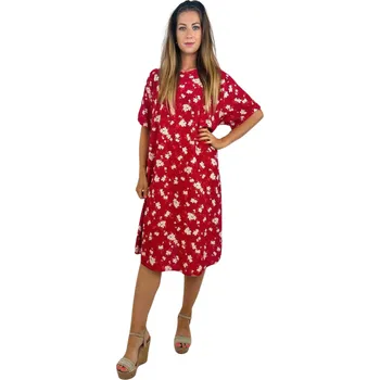 Dámské šaty NOVINKA - Šaty s rukávky drobná kvítka - červené