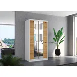 Skříň s posuvnými dveřmi a zrcadlem 100 cm - Nordic Barva: Bílá/dub Artisan