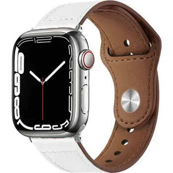 Řemínek na hodinky Kožený řemínek s kolíčkovým zapínáním pro Apple Watch 42mm / 41mm / 40mm / 38mm - bílý