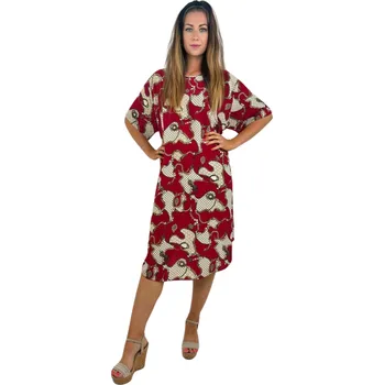 Dámské šaty Šaty s rukávky - červené - Geometric