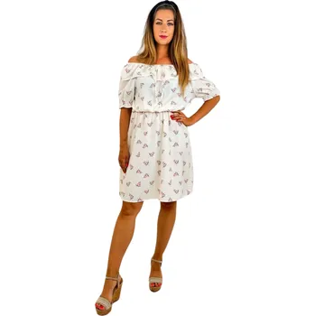 Dámské šaty NOVINKA-Letní šaty Carmen - jemné kvítka - růžové Velikost: M