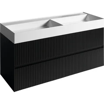 Koupelnový nábytek Sapho Filena Dvojumyvadlová skříňka 118x51,5x43cm, černá mat strip, FID1212BS