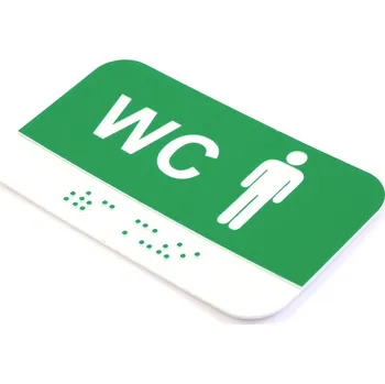 Samolepící etiketa CEDULKA NA DVEŘE PRO NEVIDOMÉ (Braillovo písmo) - WC muži - 100x60 mm