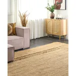 Koberec béžový jutový 300 x 400 cm pletený ručně vyráběný vystřižený vzor přírodní textil boho styl Beliani