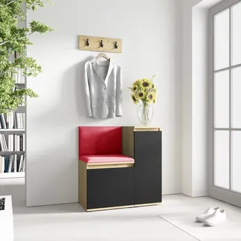 Předsíňová stěna Předsíňová stěna Emi 30 - dub Artisan/černá Barva čalounění: Červená - Trinity 09