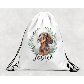 Dětský batoh Domovi Taška na přezůvky se jménem Jezevčík 30 x 39,5 cm