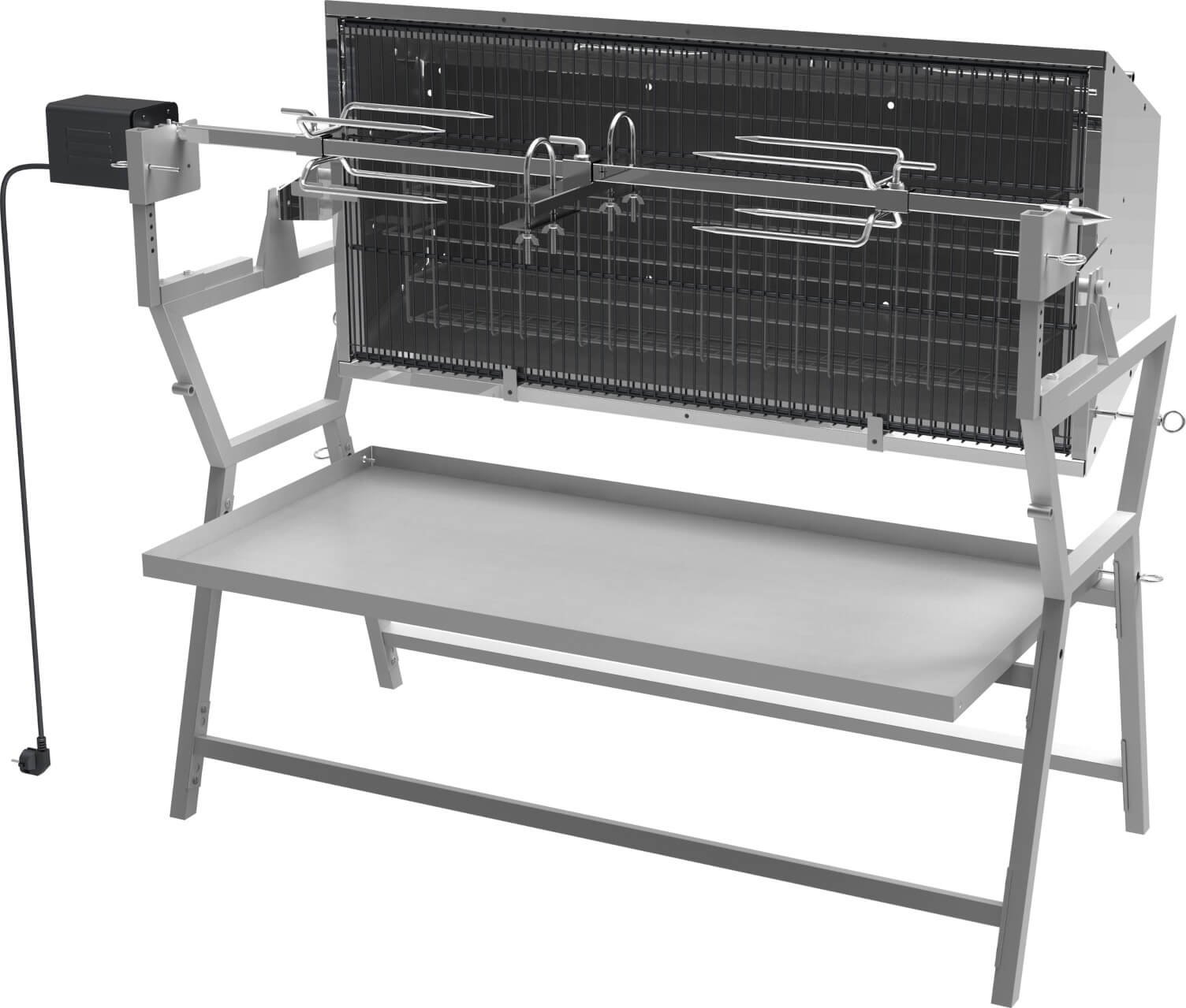 Gril Piglet na sele, kýtu s 230V rožněm Cattara 13049 na dřevěné uhlí, do max. 30 kg (Cattara 13049 Gril na dřevěné uhlí s motorem)