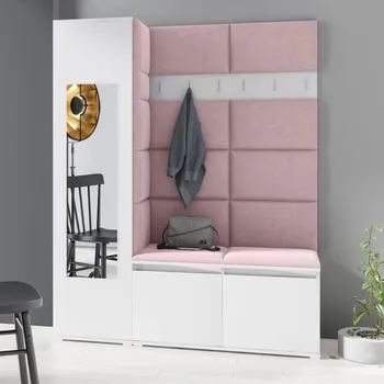 Předsíňová stěna Předsíňová stěna Emi 14 - bílá Barva čalounění: Pastelová růžová - Trinity 19