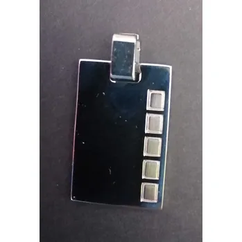 Přívěsek Obdélníková placka s pěti čtverečky - ocelový přívěsek