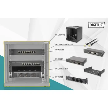 Switch Digitus DN-10-SET-1-B rack 6U Nástěnný regál Černá
