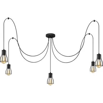 Lustr na lanku TUBE LONG 5xE27/10W/230V černá