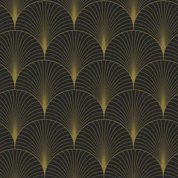 Tapeta Vliesová tapeta na zeď, Art deco, černo-zlatá, 139457, Bloom, Esta Home