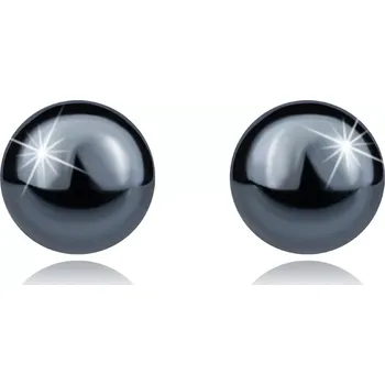 Náušnice Náušnice s přívěskem ze stříbra 925 - tmavě šedá hematitová kulička, 6 mm