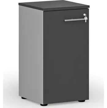 Policová skříň Nízká kancelářská skříň s dveřmi PRIMO GRAY, 400 x 420 x 740 mm, šedá/grafit