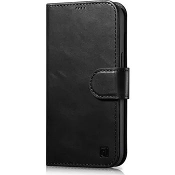Pouzdro na mobilní telefon iCarer Oil Wax Wallet Case 2in1 pouzdro iPhone 14 Plus skórzany , knížkové se stojánkem Anti-RFID , černá (WMI14220723-BK)
