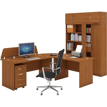 Kancelářská sestava Sestava kancelářského nábytku MIRELLI, typ A, nástavba, třešeň