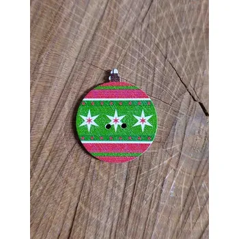 Knoflík Dřevěný dekorační knoflík vánoční ozdoba 1