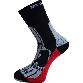 Dámské ponožky Turistické merino ponožky PROGRESS černá/šedá/červená Velikost: 43-47
