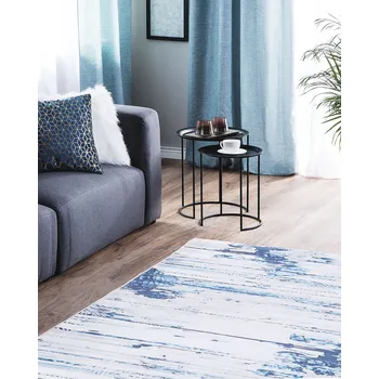 Koberec koberec Světle modrý a béžový 160 x 230 cm abstraktní vzor obývací pokoj ložnice moderní design Beliani