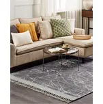 Koberec viskóza šedý s bavlněným podkladem třásně 140 x 200 cm moderní glamour Beliani