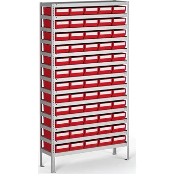Dílenský regál Regál s plastovými boxy ShelfBox, 2000 x 1000 x 400 mm, 60x box E