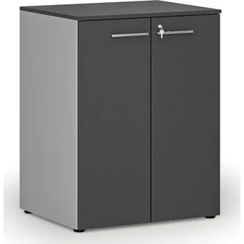Kancelářská sestava Kancelářská skříň s dveřmi PRIMO GRAY, 2 police, 800 x 640 x 1027 mm, šedá/grafit