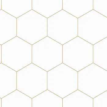 Tapeta Geometrická vliesová tapeta na zeď, bílo-zlatá, 139312, Bloom, Esta Home