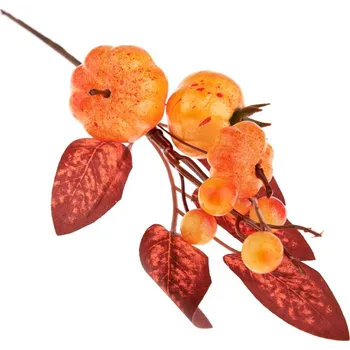 Podzimní dekorační větvička s dýněmi, 22 cm, mix barev